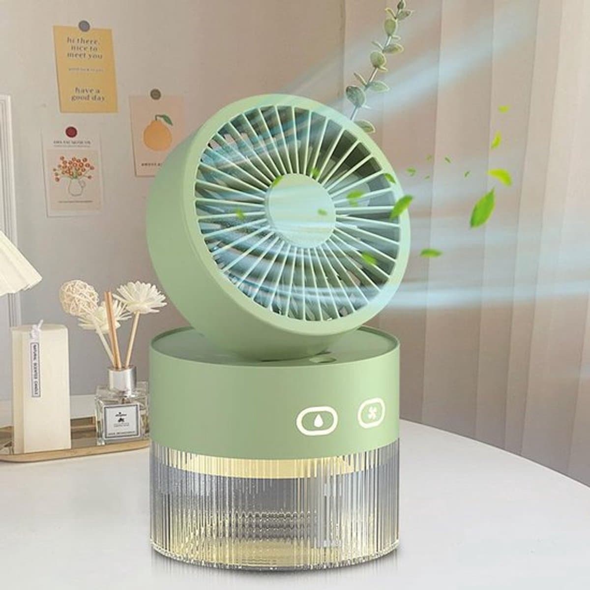 Solvix tafel ventilator geluidloos - Mini Mist Ventilator - USB - 3 Windmodi - Sprayfunctie - Voor Thuis en Kantoor thumbnail 4