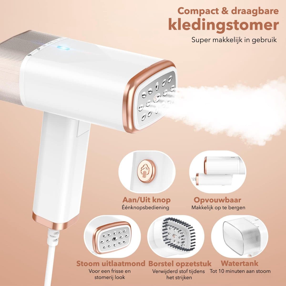 Cleanforce Kledingstomer - Reisvriendelijk - Handstomer - Ontkreuker - Stoomstrijkijzer - Stoomapparaat Kleding thumbnail 7