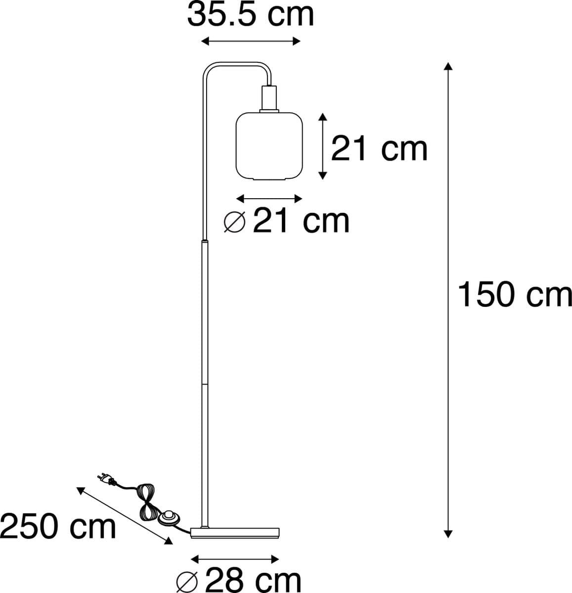 QAZQA zuzanna - Design Vloerlamp | Staande Lamp - 1 lichts - H 150 cm - Zwart Goud - Woonkamer | Slaapkamer thumbnail 7