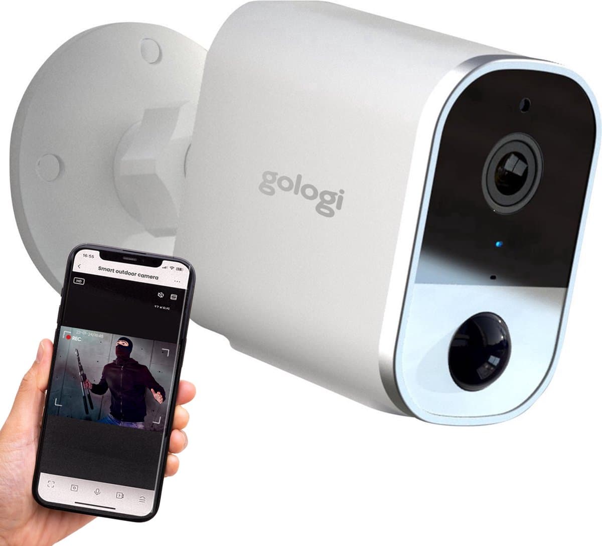 Gologi Gologi draadloze camera op accu - Beveiligingscamera met nachtzicht - afbeelding 1
