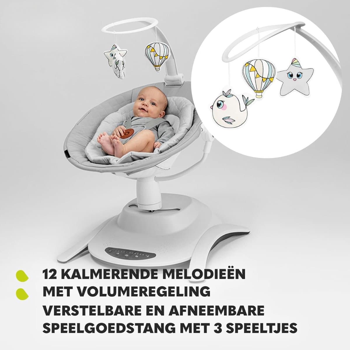 Elektrische Wipstoel - Elektrische Babyschommel - Schommelstoel - Baby Swing - Premium thumbnail 3