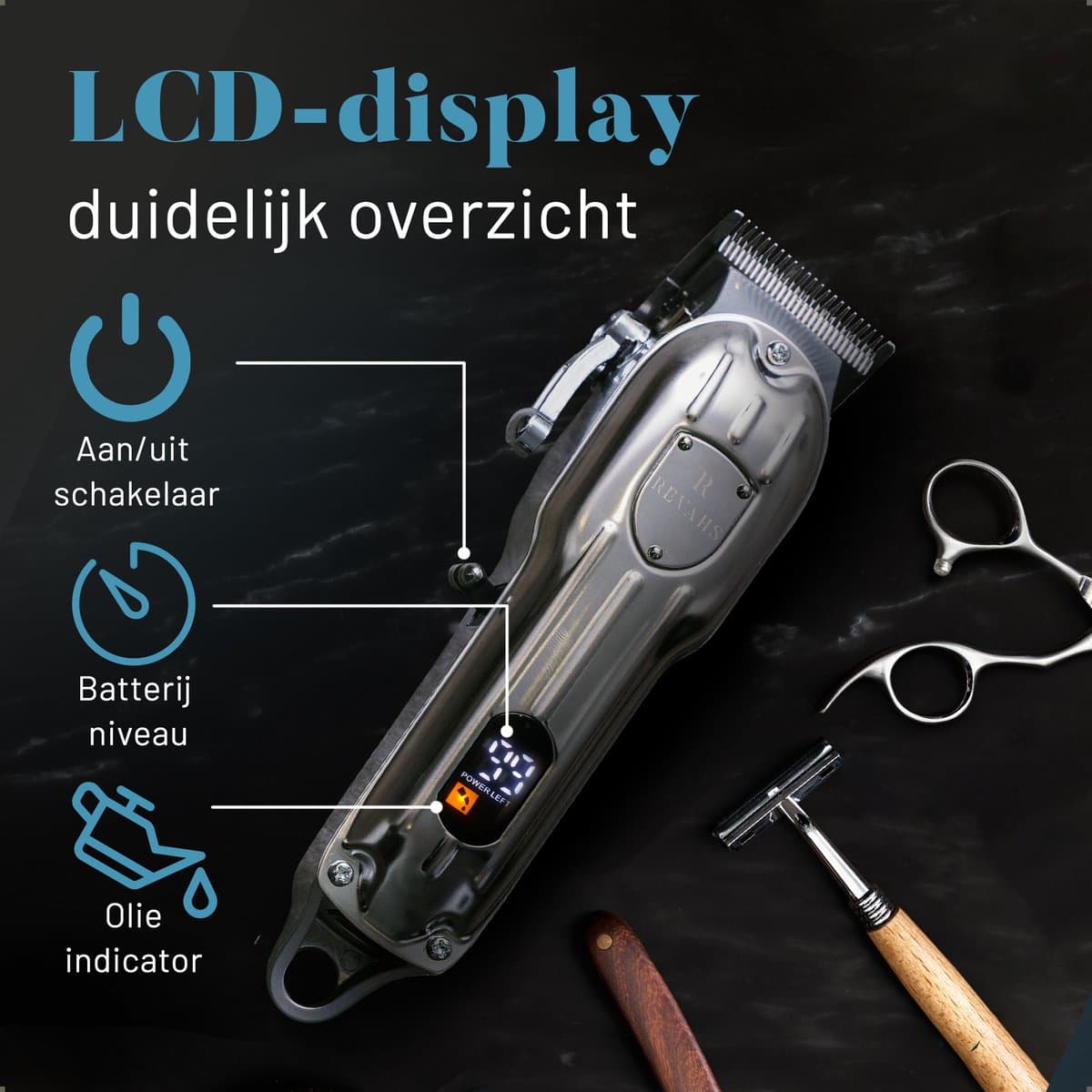 Revahs Tondeuse Mannen Pro Set - Haartrimmer - Baardtrimmer - Trimmer Hoofd & Baard Haar - Hoofdhaar - Hair Clipper - Reistas - 0.5-25 mm thumbnail 4