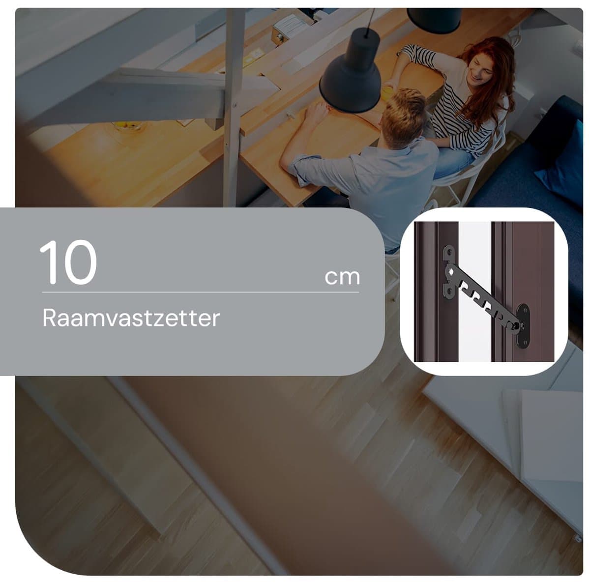 Raamvastzetter en Deurvastzetter 10cm - met Bevestigingsmateriaal - Zwart thumbnail 2