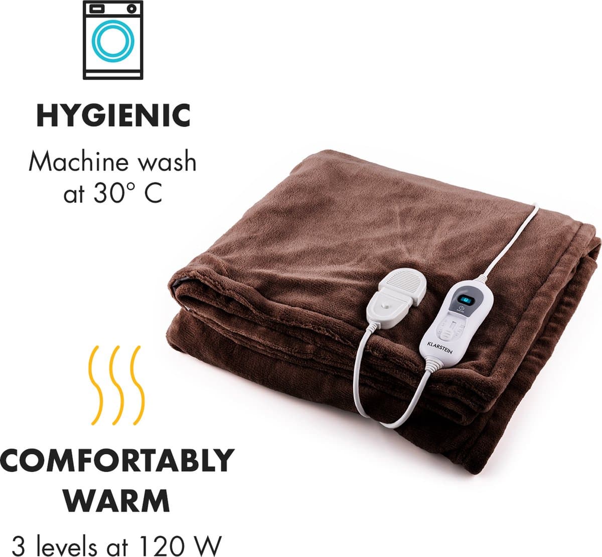 Klarstein XL Warmtedeken, 120 W Elektrische Deken met Automatische Uitschakeling, Knuffeldeken voor Bed, Bank & Camping, Grote Elektrische Dekens, Energiezuinige & Wasbare Warmtedekens, Elektrische Deken 180x130 cm thumbnail 3