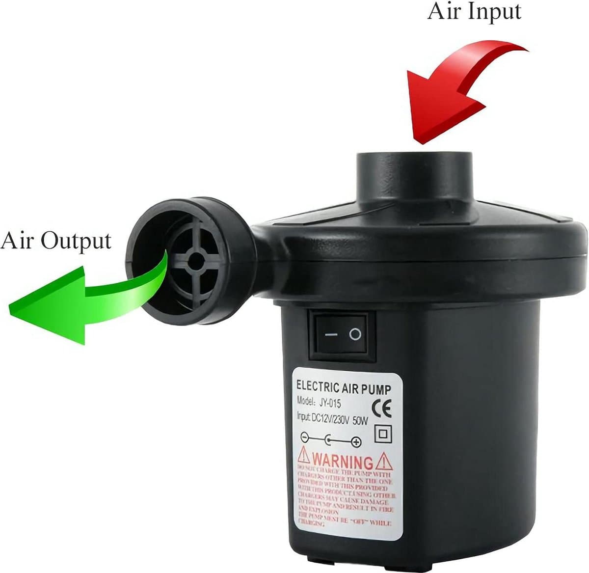 iBright Elektrische pomp - Luchtpomp - Extra krachtig - 12 en 230 Volt - 450 Liter/min - Zwart thumbnail 6