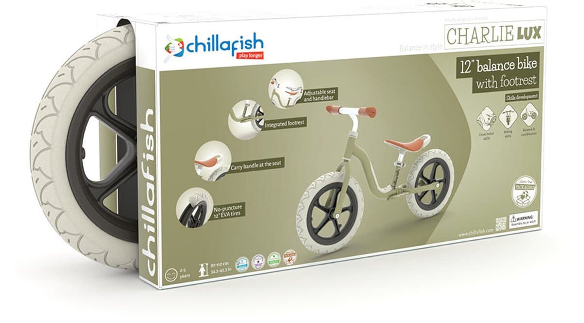 Chillafish Loopfiets 2 jaar - Lichtgewicht met verstelbaar zadel en stuur - Groen - Loopfiets voor jongens en meisjes tot 5 jaar met voetsteun, handvat om te dragen en 12" anti lek banden - Model Charlie Lux thumbnail 7