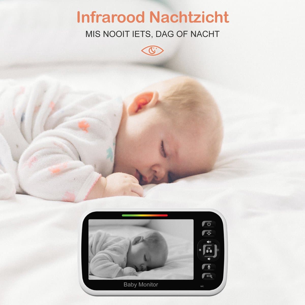 Nubex® Babyfoon met camera - Op afstand bestuurbaar - 5 inch Extra Groot Scherm - Video & Audio - Baby monitor thumbnail 5