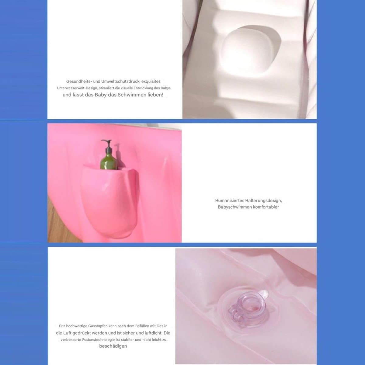 Babybadkuip Peuterbad - Opblaasbaar Douchebak - Veilig Baden - Antislip Onderkant - 98 x 64 x 28 cm - Roze thumbnail 3