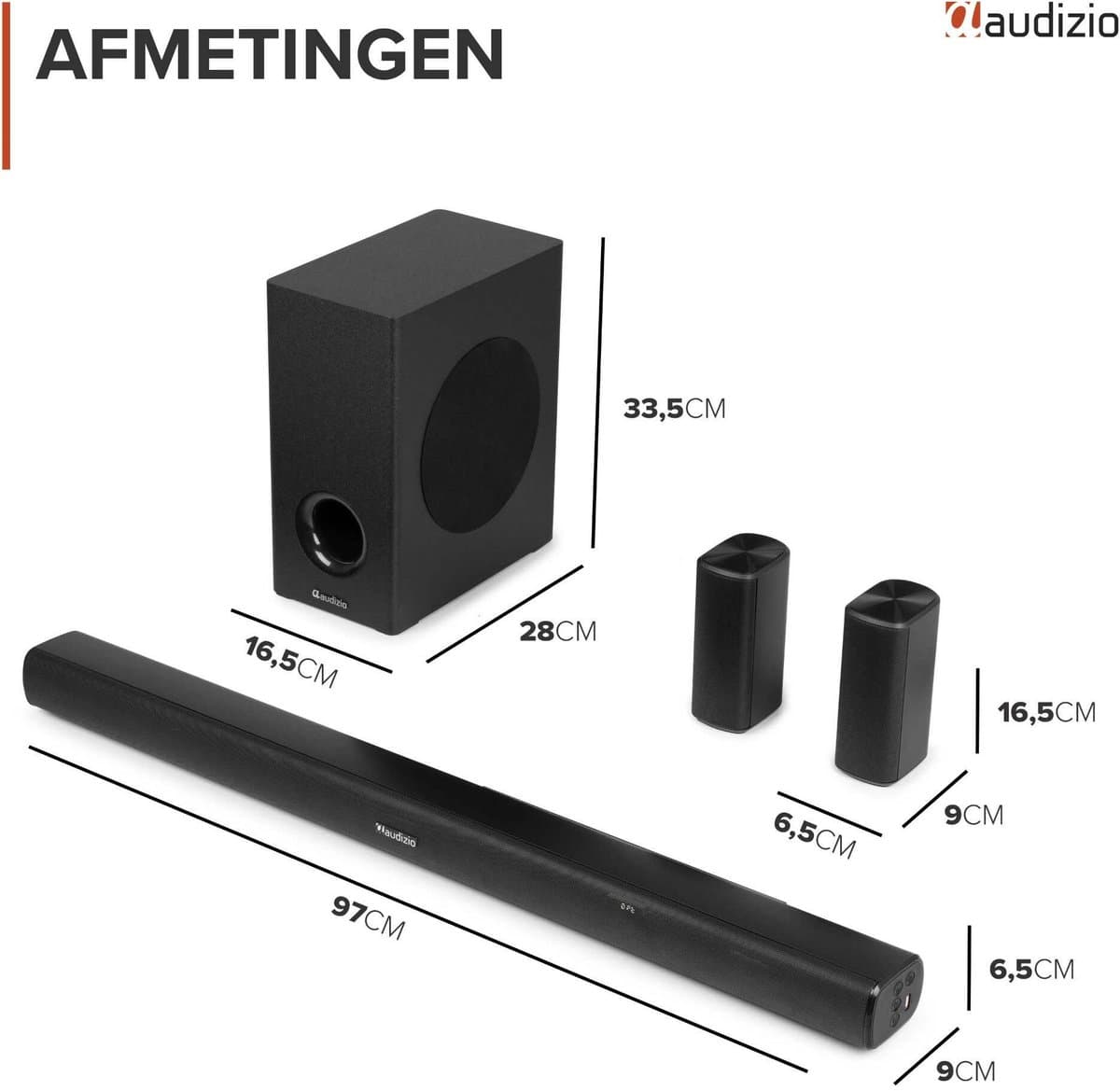 Soundbar - Audizio SB100 - Soundbar met subwoofer - 160W - 5.1 Surround set home cinema - HDMI-ARC - Bluetooth thumbnail 8