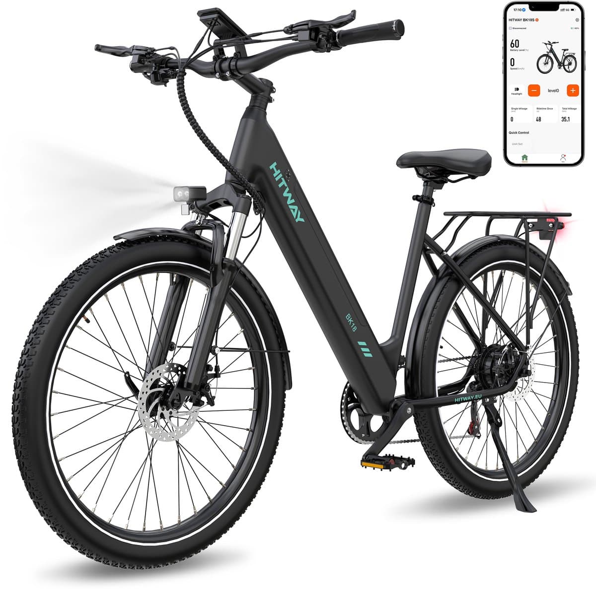 Hitway BK18S: 250W elektrische fiets met 60-100km bereik en app-bediening