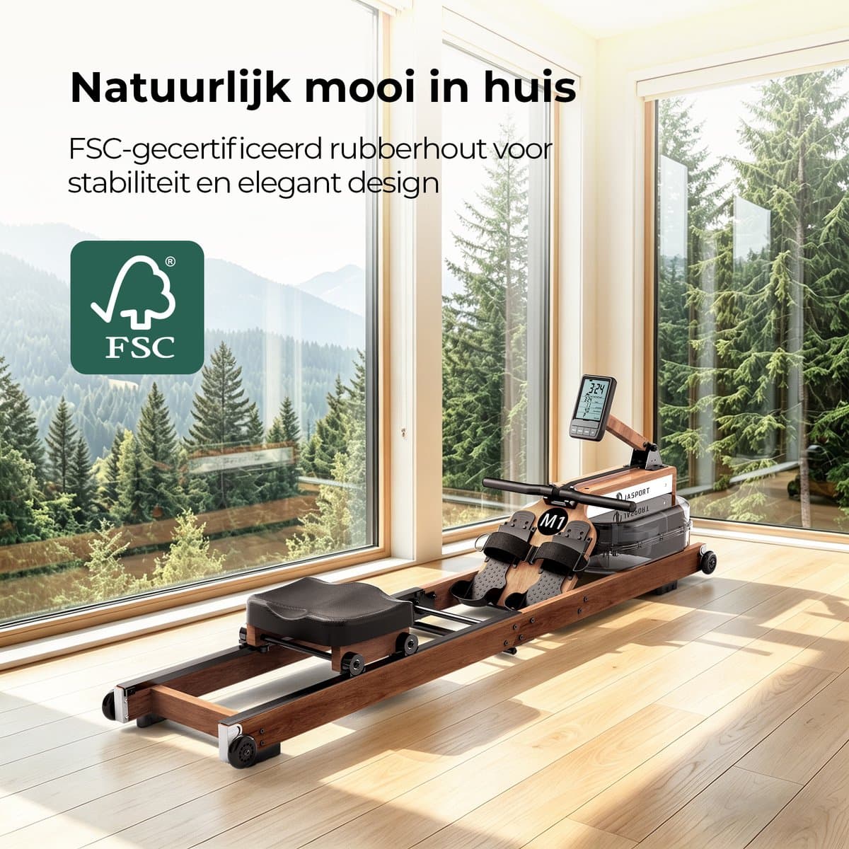 JASPORT M1 Roeimachine voor Thuis – Inklapbaar, 20 L Watertank, Bluetooth & LCD-display thumbnail 3
