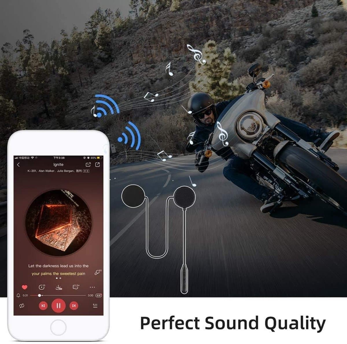 Bluetooth Headset voor Motorhelm met Handsfree Bellen en Muziek thumbnail 7