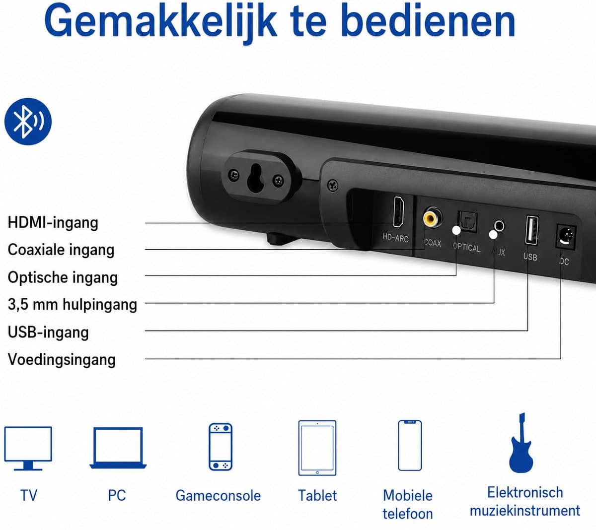 Mini soundbar - soundbar voor tv - computer-soundbar met Bluetooth 5.0 - bekabelde en draadloze pc-luidspreker - home-audiosysteem voor thuisbioscoop/gaming/projectoren thumbnail 7