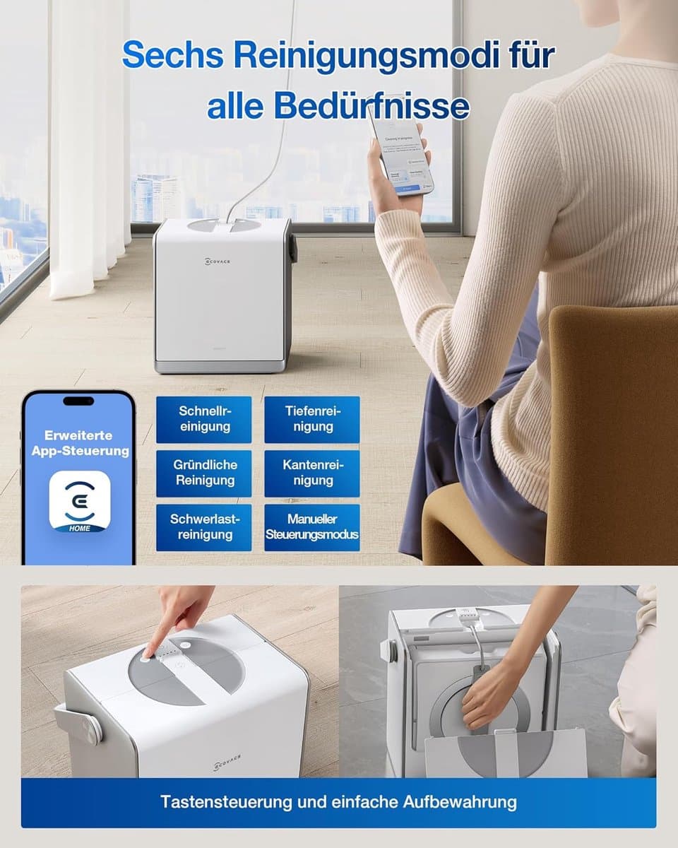 ECOVACS WINBOT W2 PRO OMNI Robot ramenreiniger–Ramenwasser–Ruitenreiniger – WIN-SLAM 4.0 intelligente routeplanning– 6-in-1 multifunctioneel station–12-traps veiligheidssysteem–Dubbele stroommodus–Voor ramen–Glazen deuren- 1000ml Schoonmaakmiddel thumbnail 4