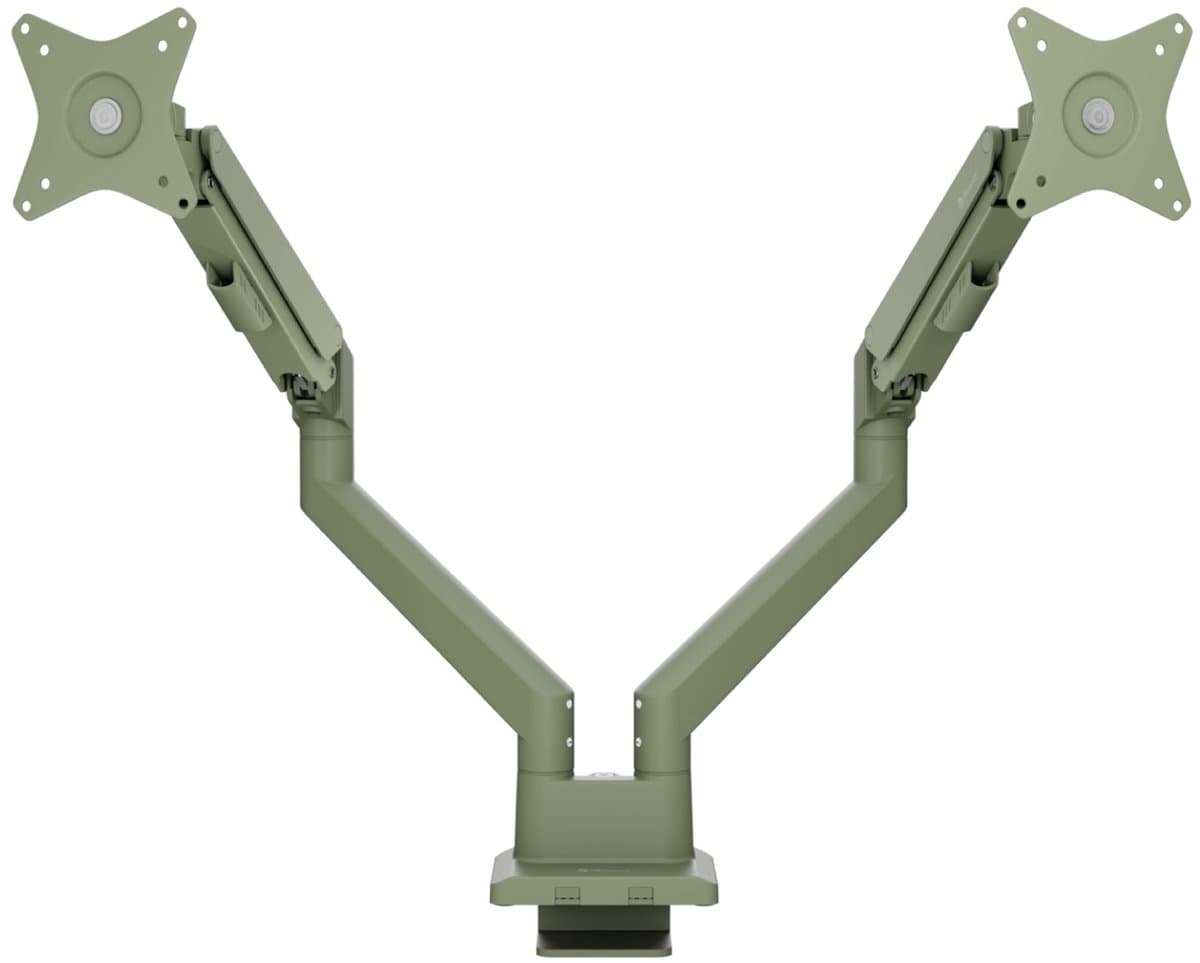 Arozzi Alzare Neo Dubbele Monitor Arm - Gasfeder - Kabelbeheer - 17" tot 34" - Bosgroen thumbnail 3