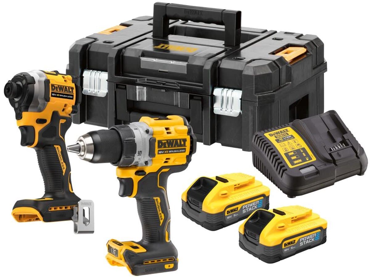 DeWALT DCK2051H2T Accu combiset 2-delig (DCD800 + DCF850) 18V XR 5.0Ah POWERSTACK in TSTAK