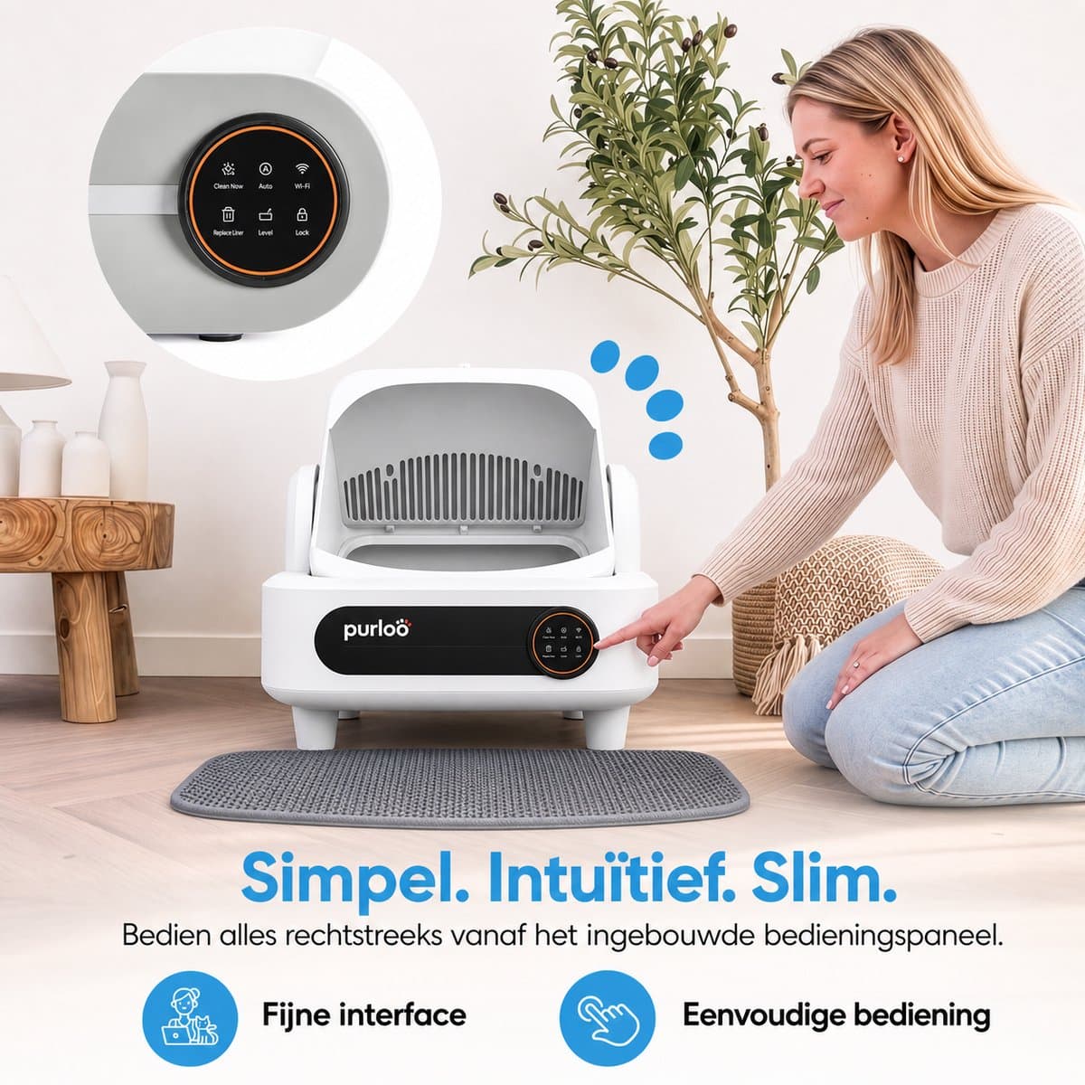 Purloo Automatische Kattenbak 65L XXL - Zelfreinigend + 100 Zakjes en Grindmat thumbnail 5