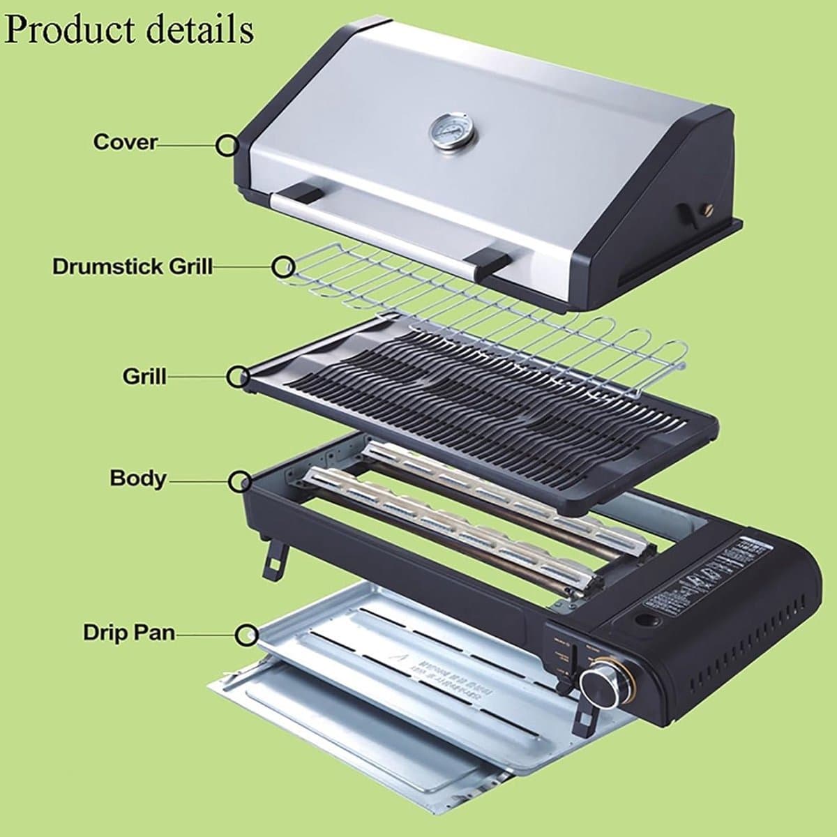 Borvat® Draagbare Camping Barbecue - Gas Barbecue - Multifunctionele Grill - Camping Kooktoestel - Outdoor BBQ thumbnail 2