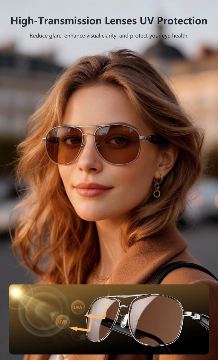 Blackview D1 Pro Bluetooth Zonnebril - Smart Glasses - Spraakgestuurde AI-assistent - Ingebouwde Speakers voor muziek - handsfree bellen - Bluetooth 6.0 - IP54 - Zwart thumbnail 2