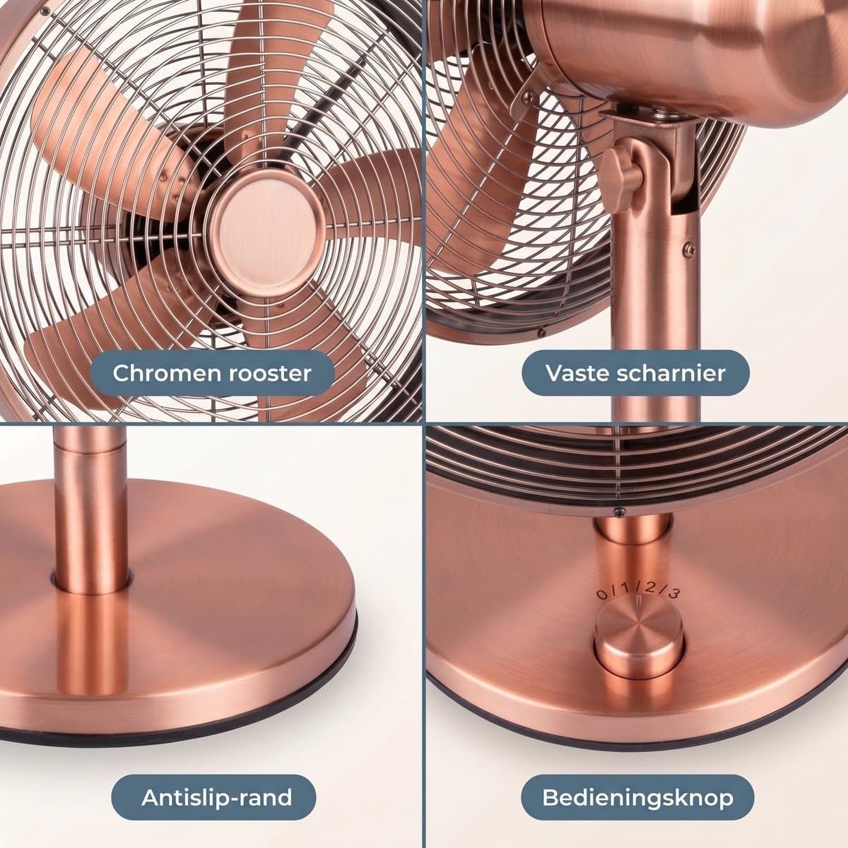 Lomera Tafelventilator 30cm - Bureauventilator met 3 Snelheden - Oscillerend en Kantelbaar - Tafel Ventilator met Draaifunctie - Mini Ventilator voor Kantoor Slaapkamer en Woonkamer thumbnail 3