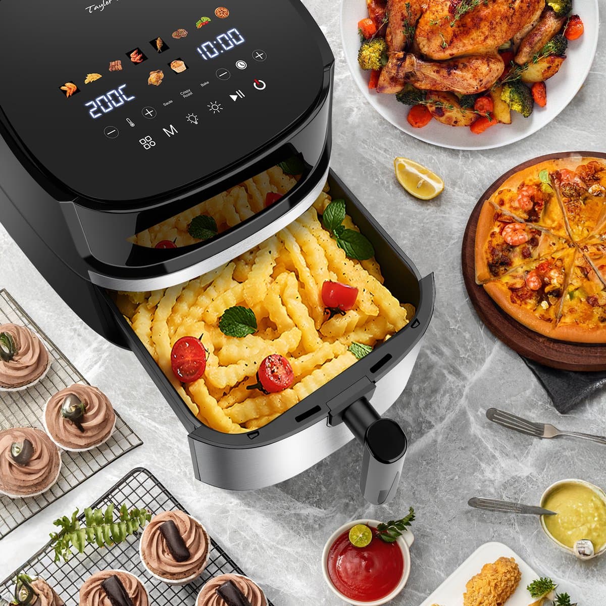 Taylor Swoden Airfryer XXL 8L met Kijkvenster – Heteluchtfriteuse Grote Capaciteit thumbnail 7