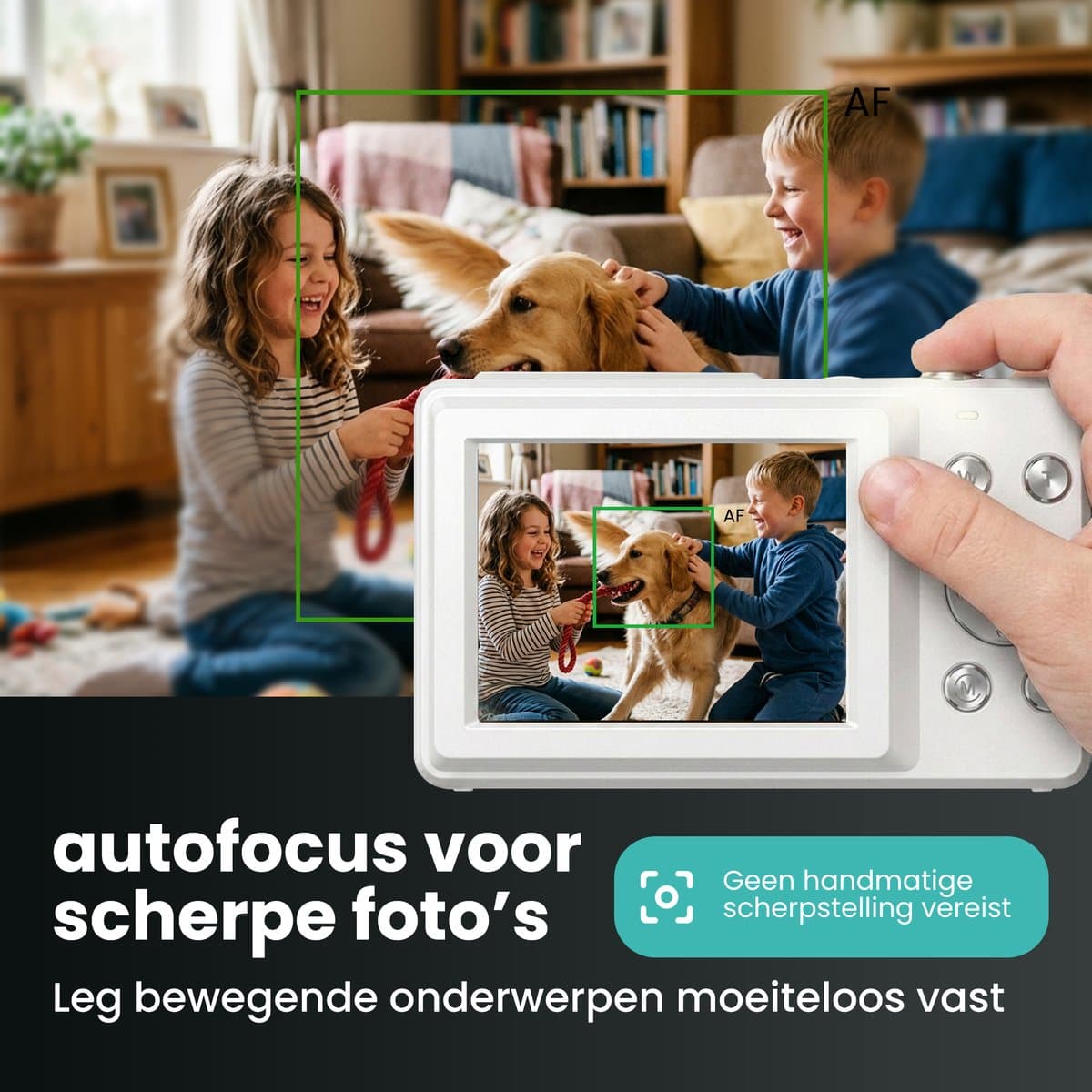 Kiekz Digitale Camera 64MP - Fotocamera Full HD - Compact Camera - Fototoestel - Autofocus - Ideaal voor Kinderen en Beginners - Inclusief 32GB SD Kaart - Wit thumbnail 8