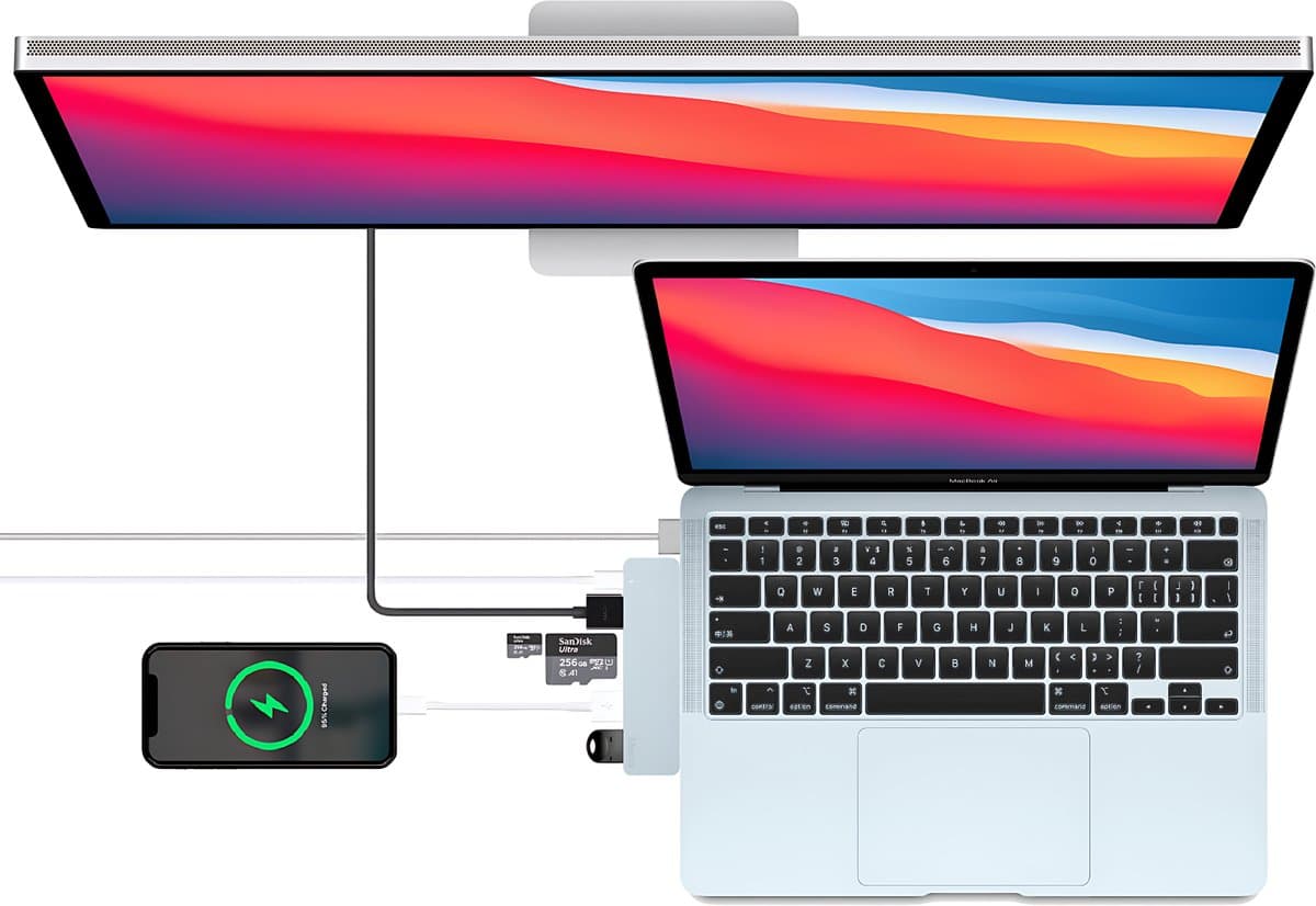 iMounts MacBook Air usb-c hub - HDMI - USB3.0 - SD reader - Air M3/M4/M5 - Sky Blue / Hemelsblauw thumbnail 5