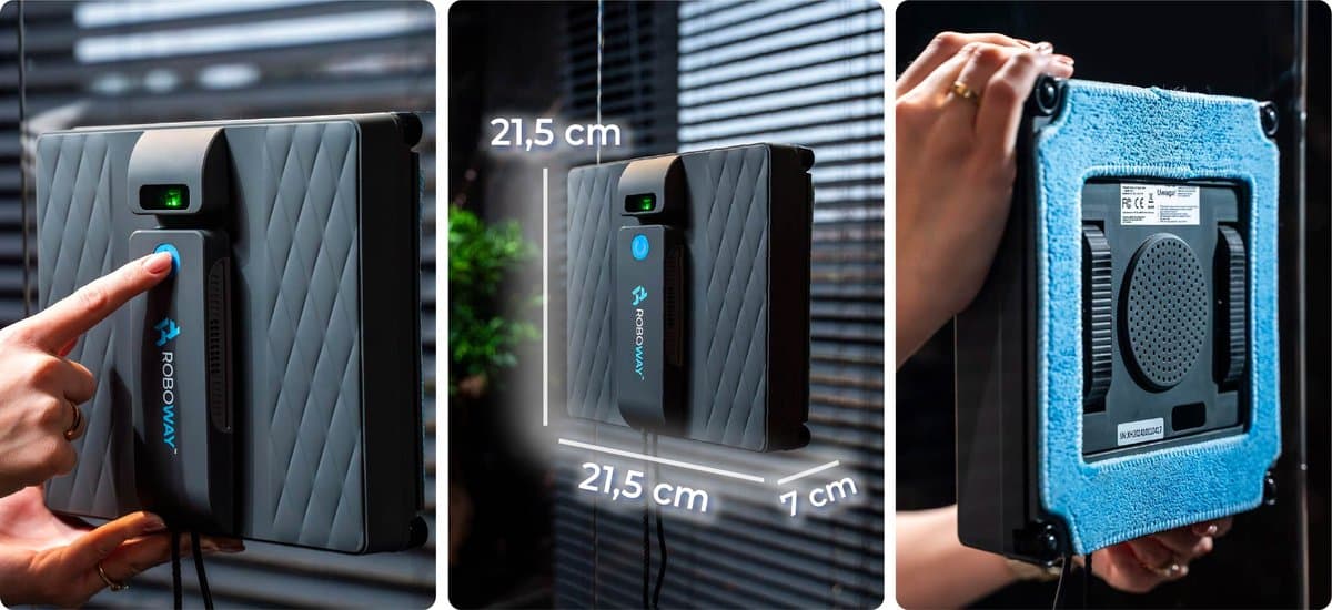 ROBOWAY® Robot raamwisser | RW-5 | Raamrobot | Automatisch & Slim | Krachtige Zuigkracht 3000Pa | WiFi & Afstandsbediening | Veiligheidstouw | Microvezeldoeken | Intelligente Navigatie | Stil | Voor Alle Glasoppervlakken | Droog & Nat Reiniging | thumbnail 6