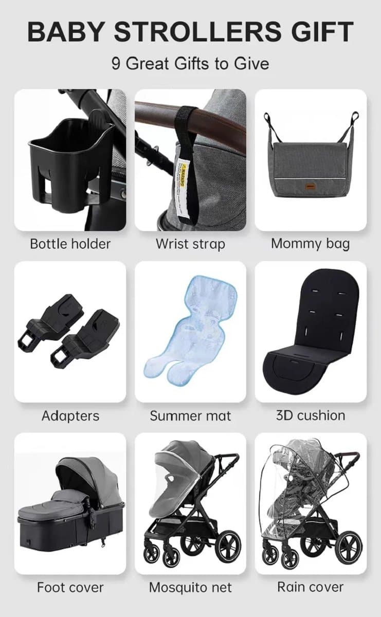 buggy - kinderwagen 3 in 1 - Draagbare Reizen Kinderwagen Aluminium Frame Opvouwbare Kinderwagens Hoge Landschap Auto voor Pasgeboren Baby thumbnail 2