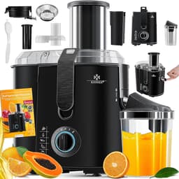 Productfoto van Luxe Slowjuicer – Sapcentrifuge Groenten en Fruit – Blender – Roestvrij Staal – Automatisch Schoonmaken – Instelbare Snelheid – 1100W – Zwart