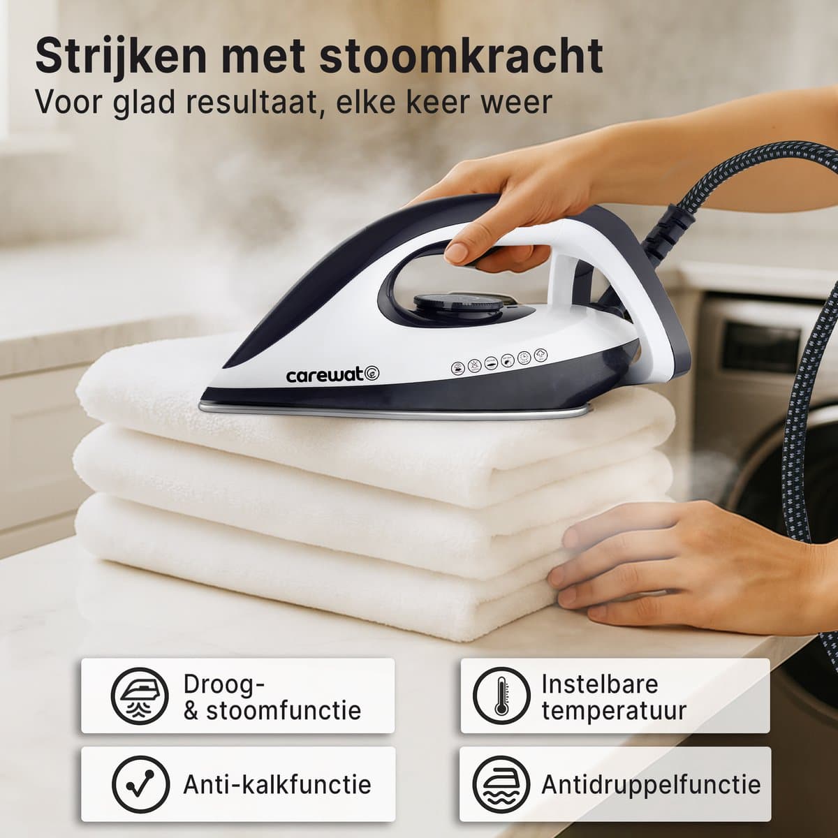 Carewat Stoomstrijkijzer met Stoomgenerator 2200W, 1.5L tank thumbnail 7