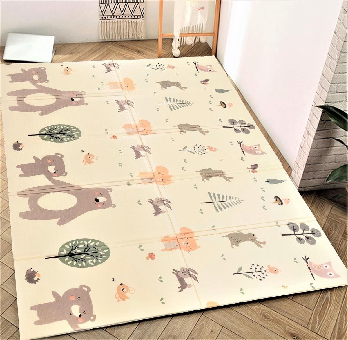 Speelkleed - Paarden en Beren - Dubbelzijdige XXL - Opvouwbaar 1 cm dik - Speelmat - Speeltapijt - Baby - Foam - 180 x 200 cm thumbnail 2