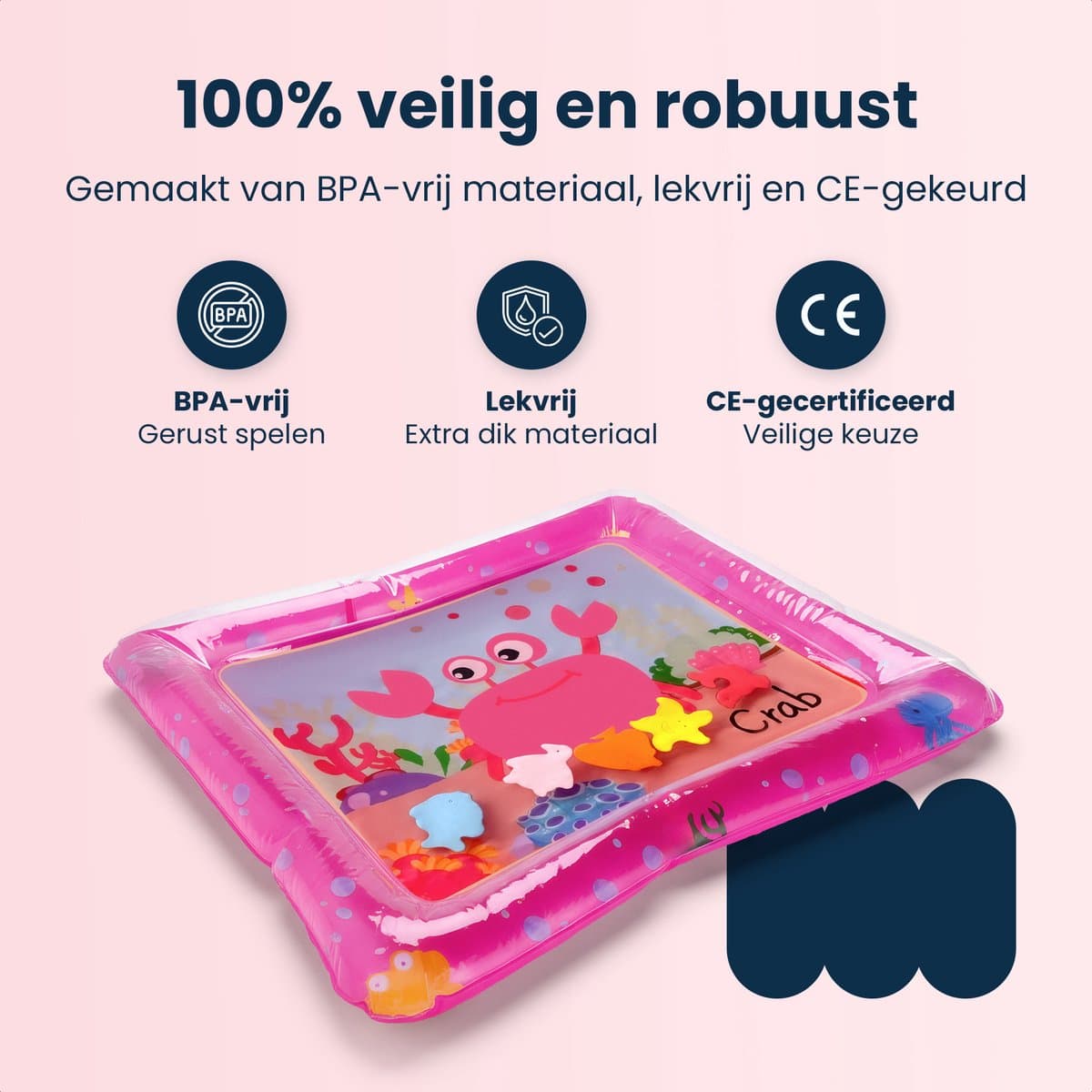 Dutsi - Waterspeelmat Baby - Watermat - Stimuleert Motorische Ontwikkeling - BPA Vrij & Lekvrij - Kraamcadeau - 61x50cm – Roze thumbnail 4