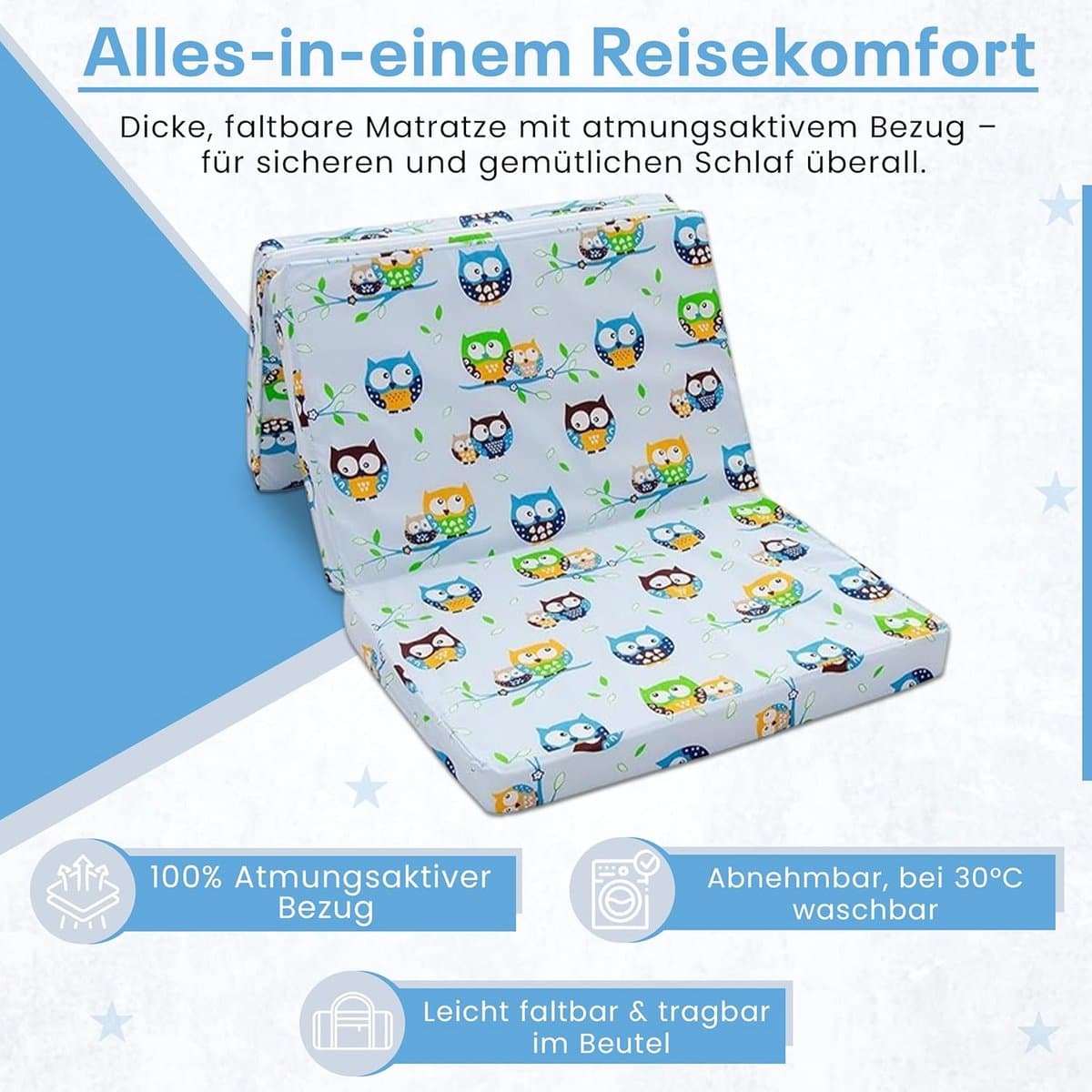 Reiswieg Matras 120x60x6 cm met Transporttas - Kinderen Slaapmatras thumbnail 3