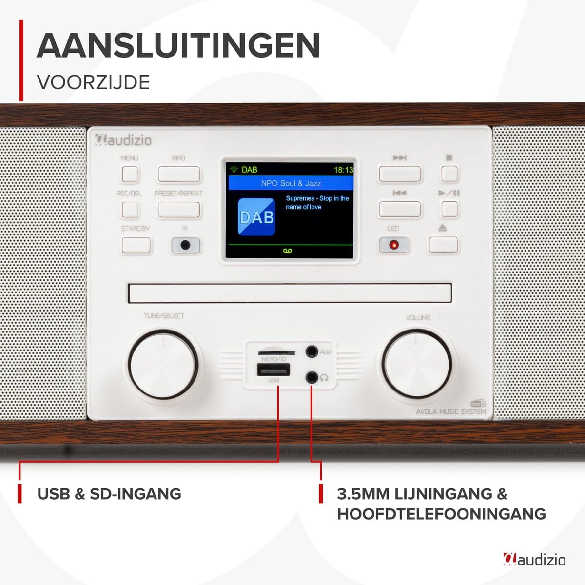Internetradio - Audizio Avola alles-in-één radio met Bluetooth - DAB+/FM - CD speler - Wit thumbnail 7