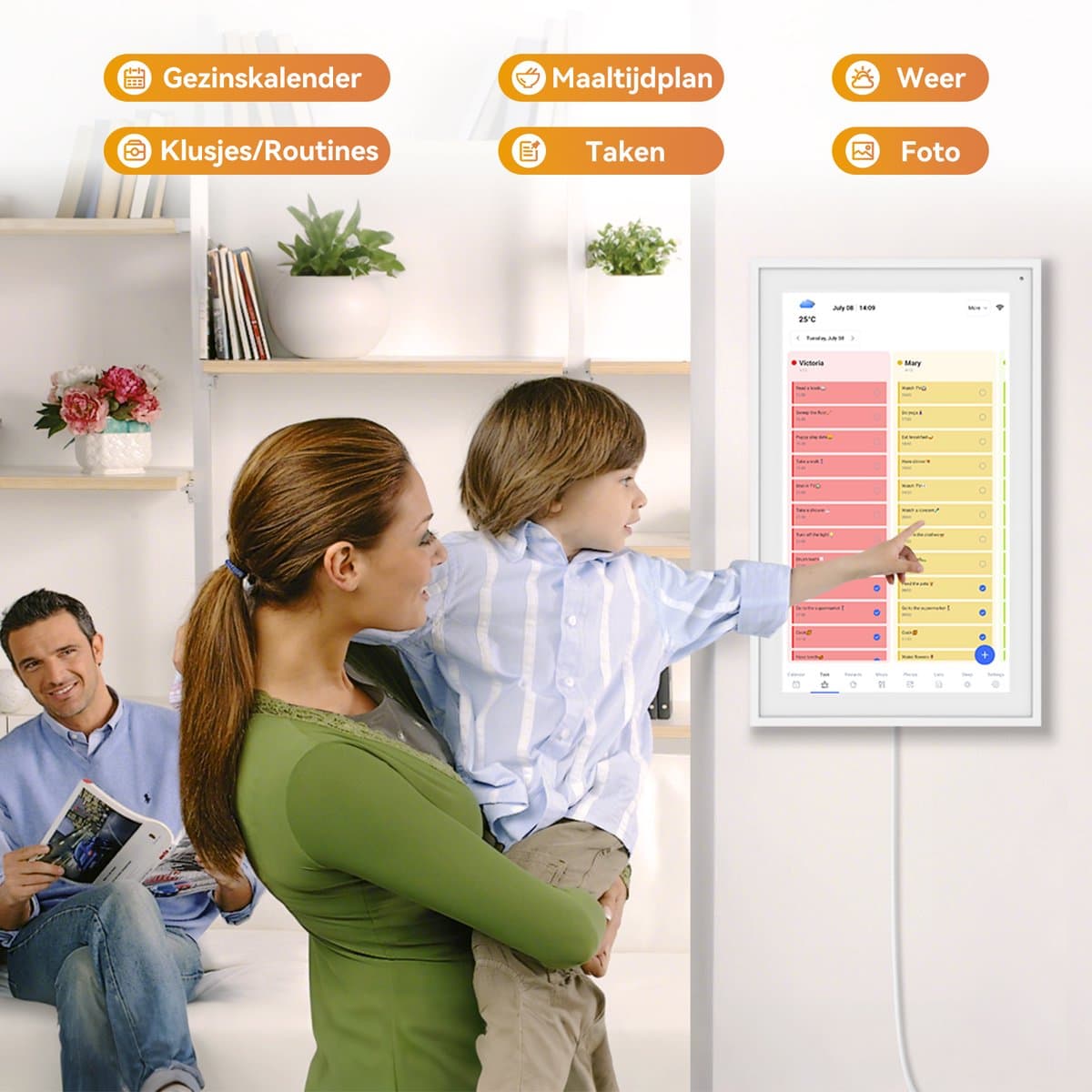 Blackview TABWEE P15 Digitale Fotolijst met WIFI en Takenlijst - 15,6'' Touchscreen Wandplaner, Gezinsplanner, Maaltijdplanner, Afsprakenplanner, Klok voor Ouderen met Dementie, Weekplanner, Maandplanner Digitale Kalender thumbnail 8