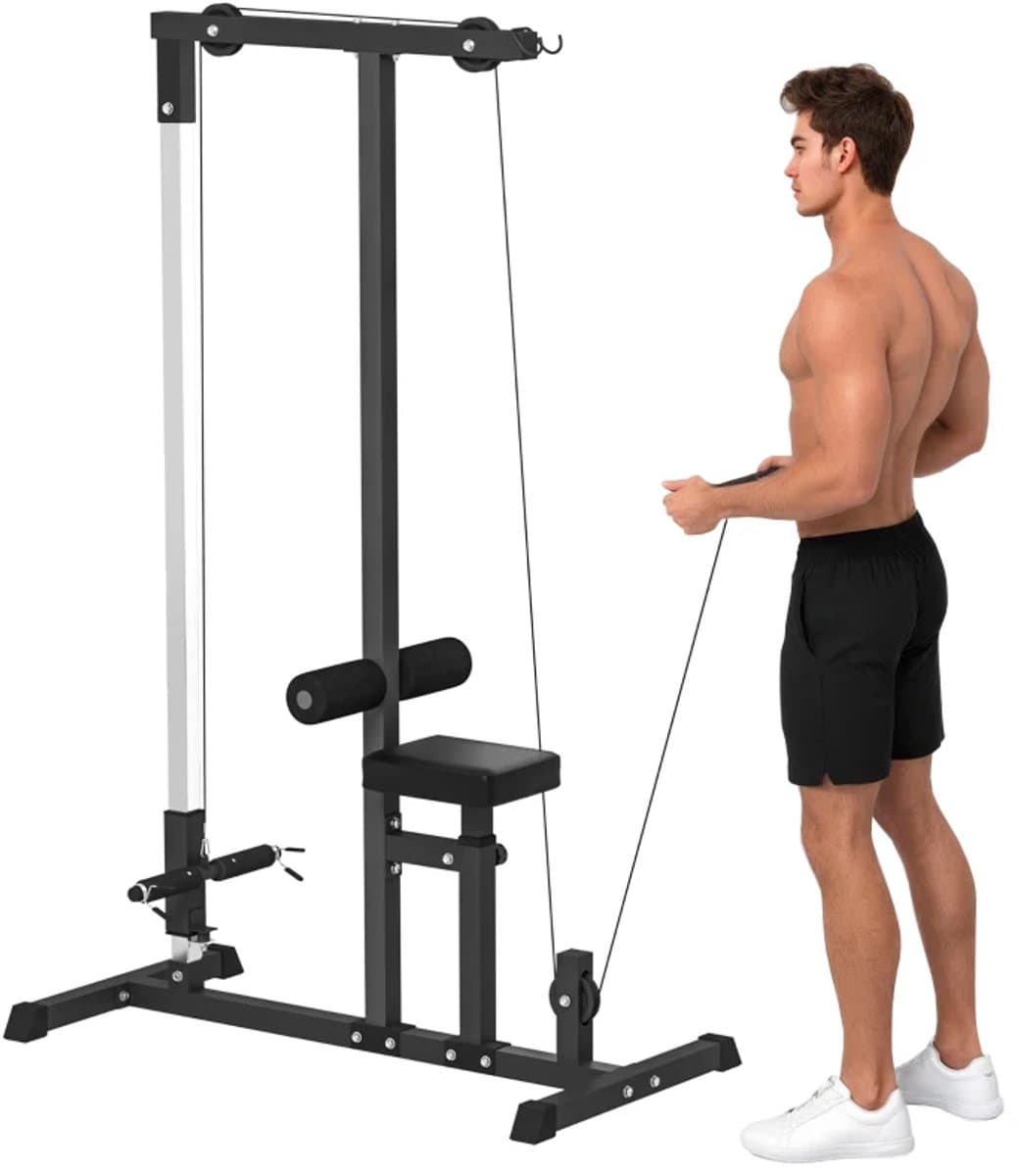 Multifunctioneel Trainingsstation - met Katrol - Power Rack - Verstelbare Zitting - Meerdere Kabelposities - Fitnessstation - Trainingsapparaat - Krachtstation - Thuisgym - Thuis Fitness & Krachttraining