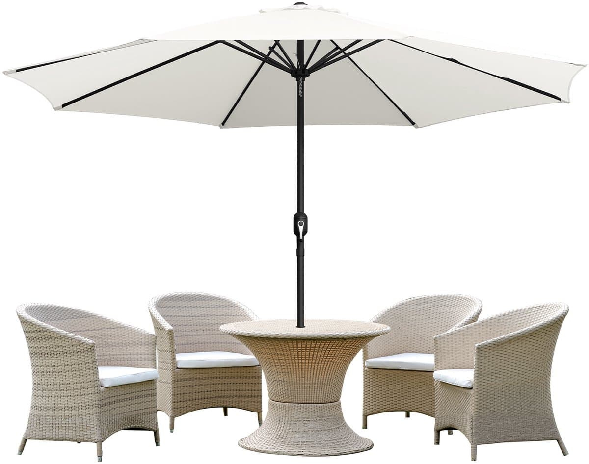 Parasol 3,5 m modulair met ijzeren frame – Grote tuinparasol voor terras, crème