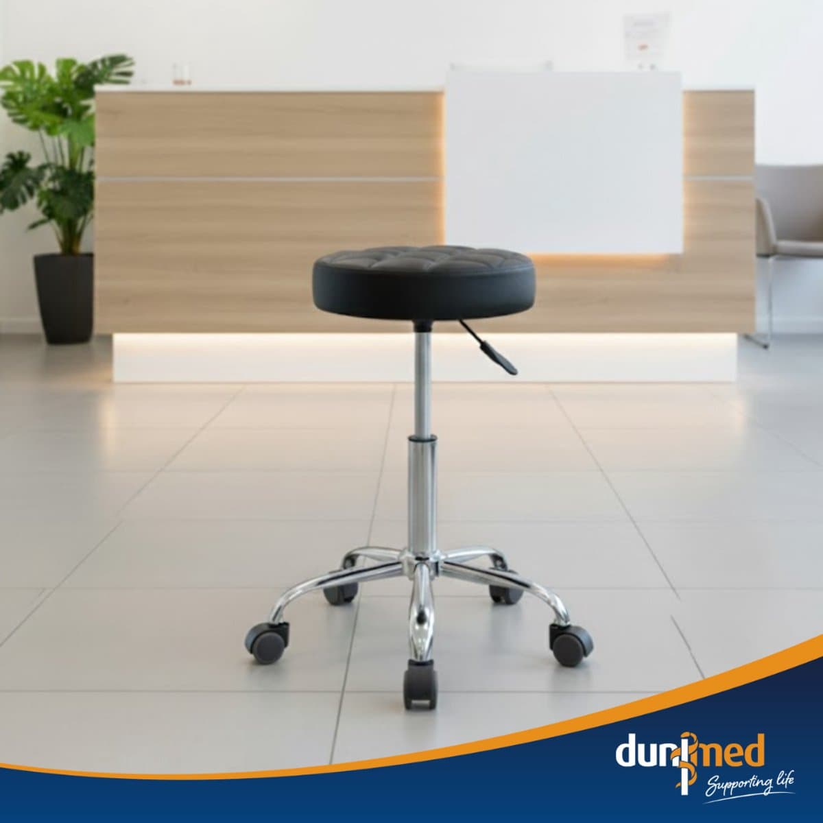 Dunimed Luxe Tabouret - Werkkruk met Wielen - Ergonomische Kruk - Kapperskruk - In Hoogte Verstelbaar - Zwart thumbnail 6