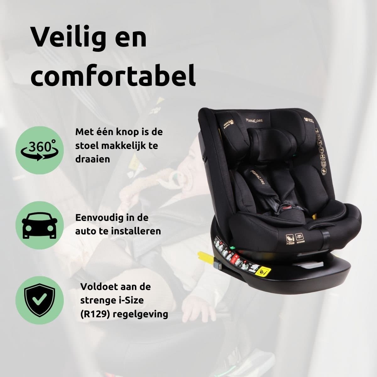 MamaLoes Sef Autostoel - 360° Draaibaar, Isofix, 0-12 jaar thumbnail 5