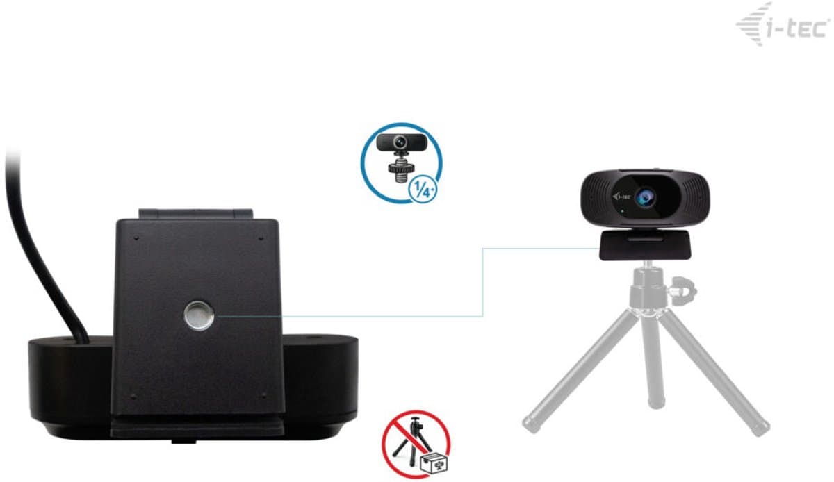 i-tec - Solomon 300 - Webcam - 4K - Privacy afdekking - Automatische beeldoptimalisatie - 1 microfoon - Laptop & PC - Streaming - Plug & Play thumbnail 3