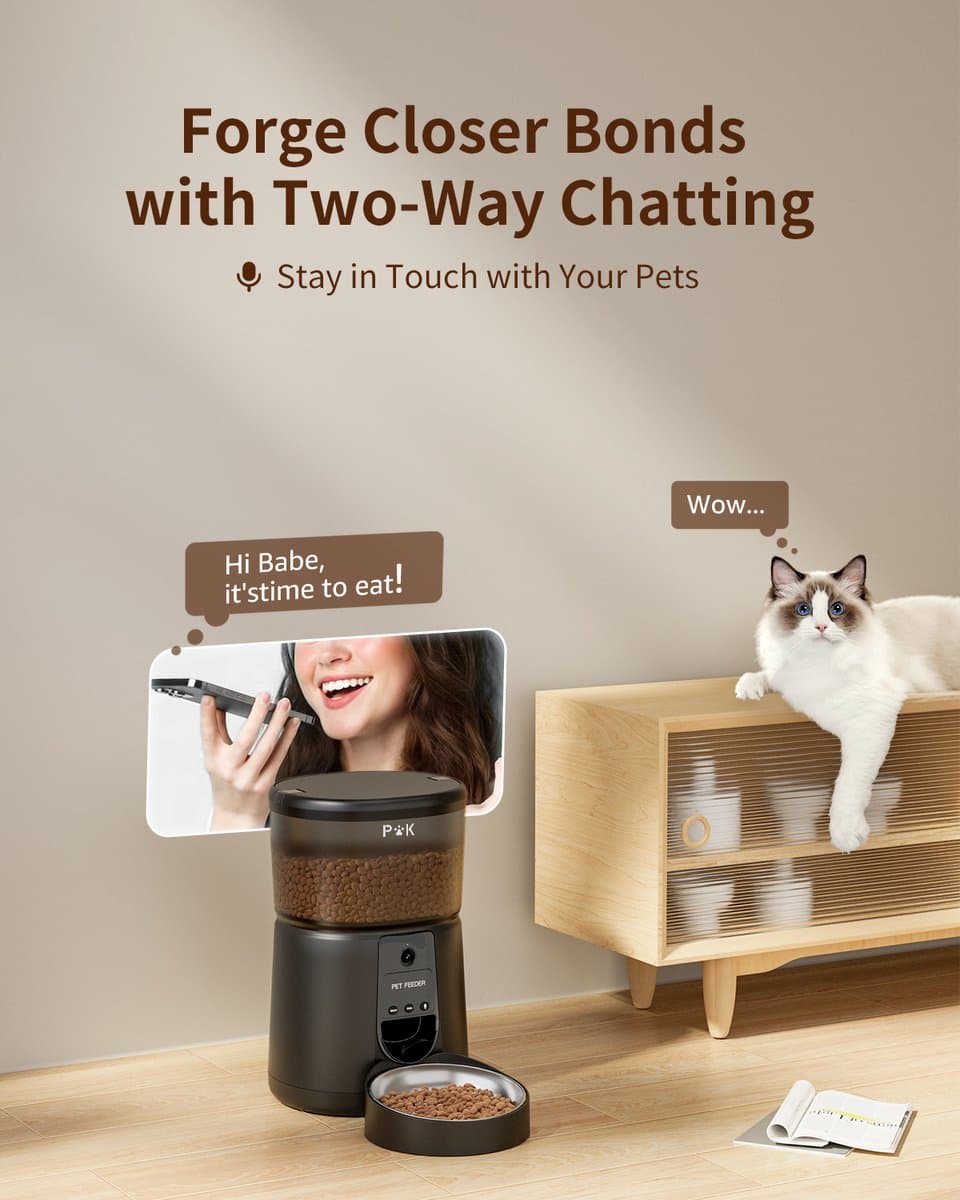 Balimo Automatische Voerbak - Voice Recorder - Camera - Voerautomaat hond - Full HD 1080P Night Vision - Voerautomaat dispenser kat - Smart Met Camera En App - 4 L - Voerbak Kat & Hond - Zwart thumbnail 2
