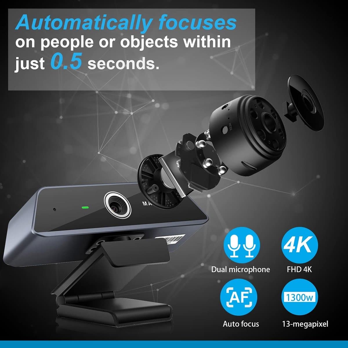 4K Webcam voor PC en Laptop - Hoge Resolutie USB Camera thumbnail 3