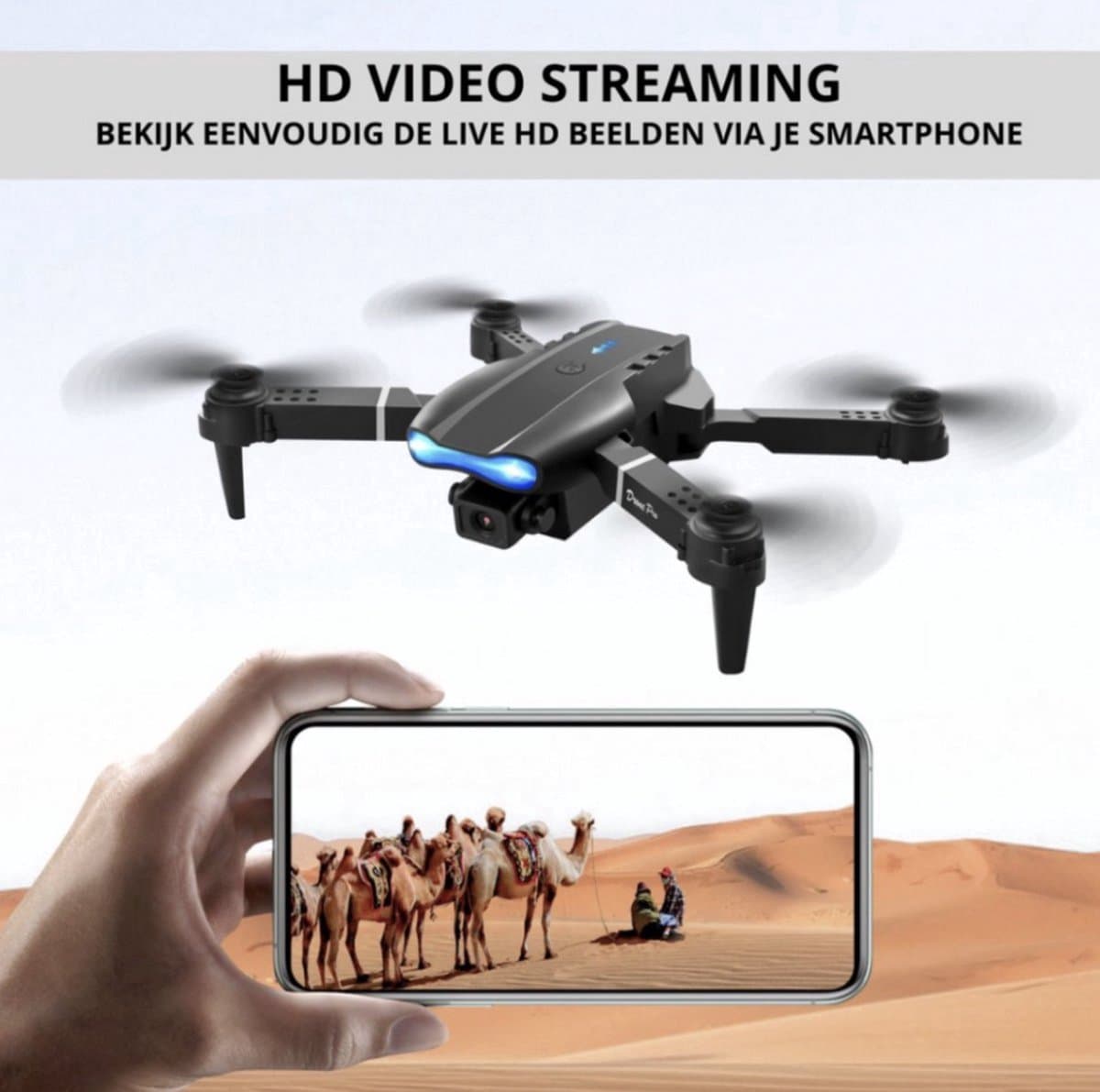 CB-Goods Drone met 4K Camera – Mini Drone voor Binnen & Buiten – Live View – Opvouwbaar – Return to Home – Obstakelontwijking – Inclusief Opbergtas – Voor Beginners & Gevorderden thumbnail 3