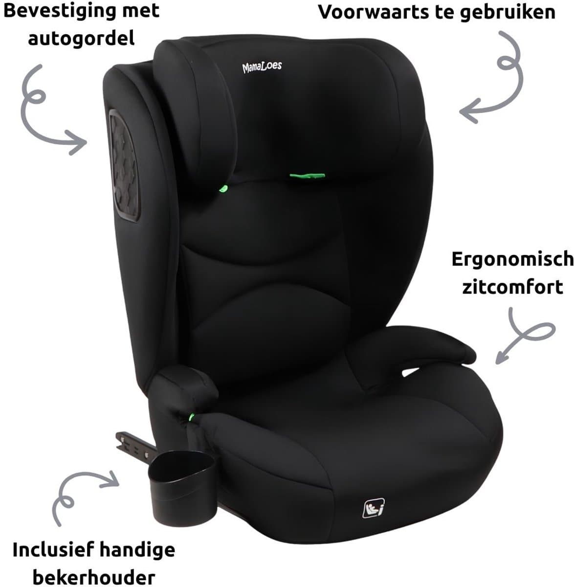 MamaLoes Liv Zwart Isofix 100-150 cm i-Size Autostoel thumbnail 2