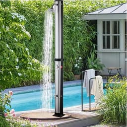 Productfoto van Buitendouche Zonne-energie - Tuindouche Warm Water - Afspoelen Na Zwemmen - Vrijstaand Ontwerp - 38 Liter Tank - Zwart