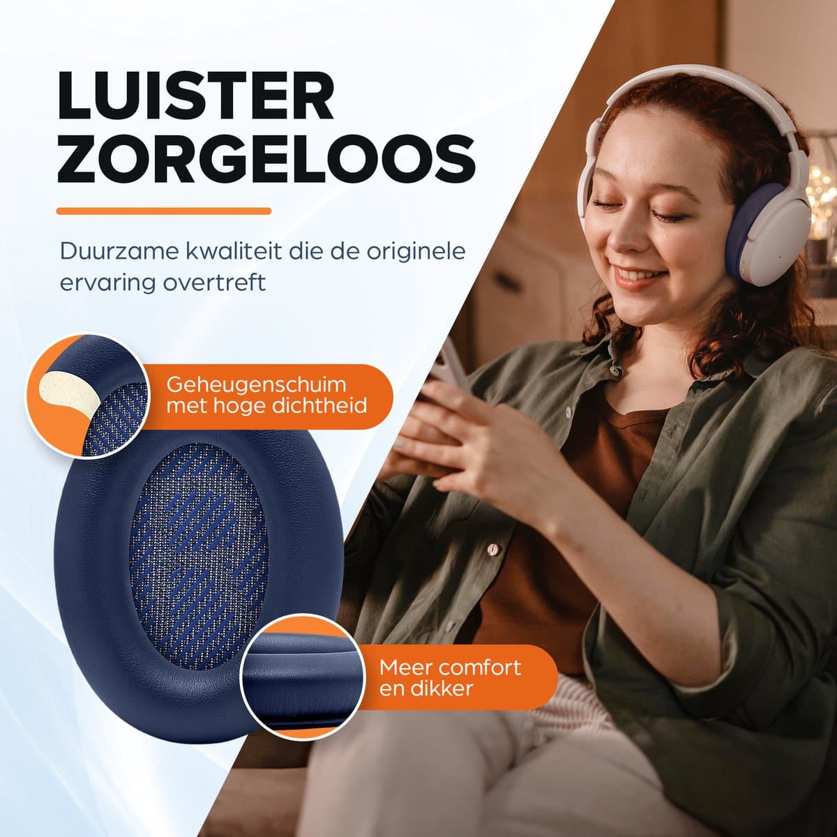 Vervangende oorkussens voor Bose QuietComfort 45 / QC45 / QuietComfort SE - Oorkussens voor koptelefoon - Ear pads headphones - Blauw thumbnail 5