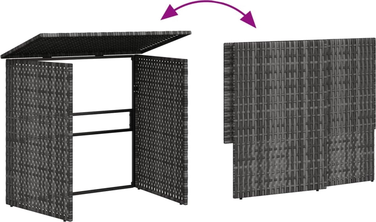 vidaXL - Tuinbank - met - tafel - en - kussens - L-vormig - poly - rattan - grijs thumbnail 6
