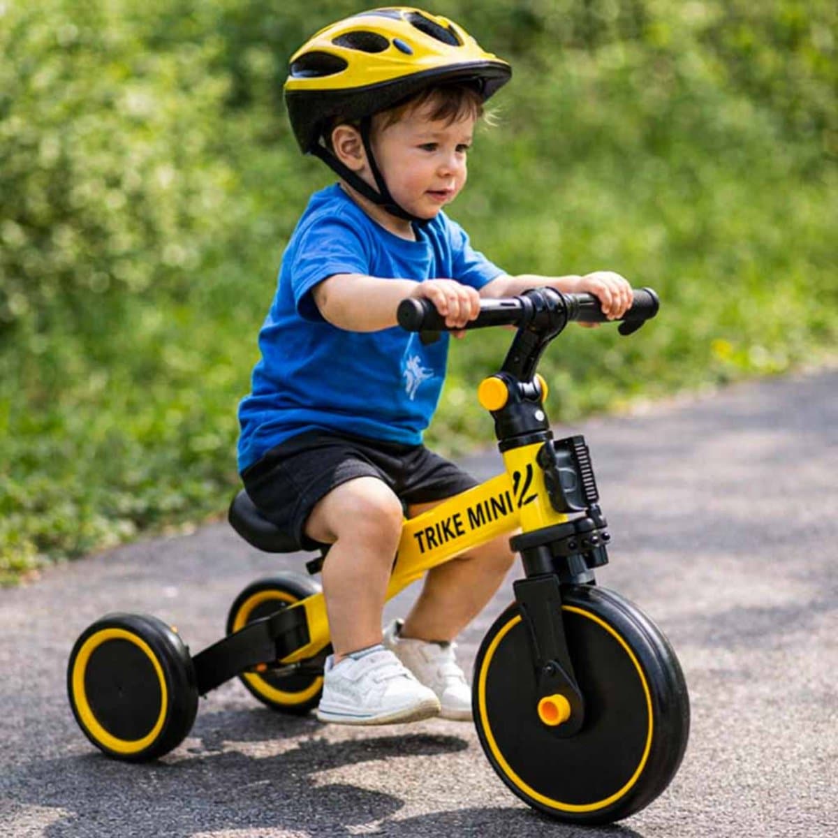 Trike Fix Mini 3-in-1 Driewieler Loopfiets Geel - Verstelbare Cross-Country Kinderfiets met Pedalen - Speelgoed 2 jaar Speelgoed 3 jaar - Balansfiets voor 18 maanden tot 4 jaar - Licht Aluminium Frame - Foam Banden - Tot 30 kg Met Ebook thumbnail 2
