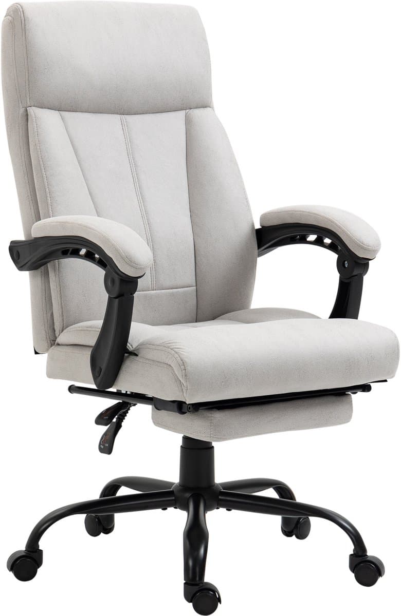 MIVRAY Bureaustoel Met Massagefunctie En Lendenverwarming - Ergonomische Relaxstoel Voor Bureau En Thuiswerk - Lichtgrijs - Polyester thumbnail 7